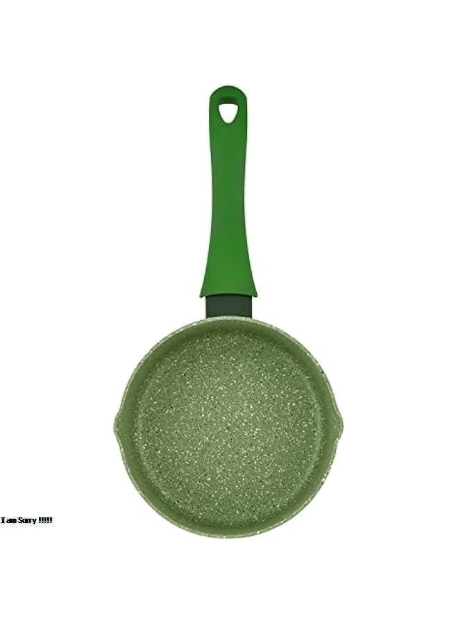 جرين تايجر قدر حليب مطلي بالجرانيت غير لاصق مع صنبور صب ومقبض مقاوم للحرارة، أخضر/رمادي، 16 سم - Image 3